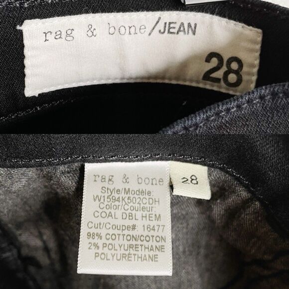 Rag & Bone Jeans Women's 28 Black Crop Flare Frayed Double Hem High Rise Coal - Picture 8 of 8